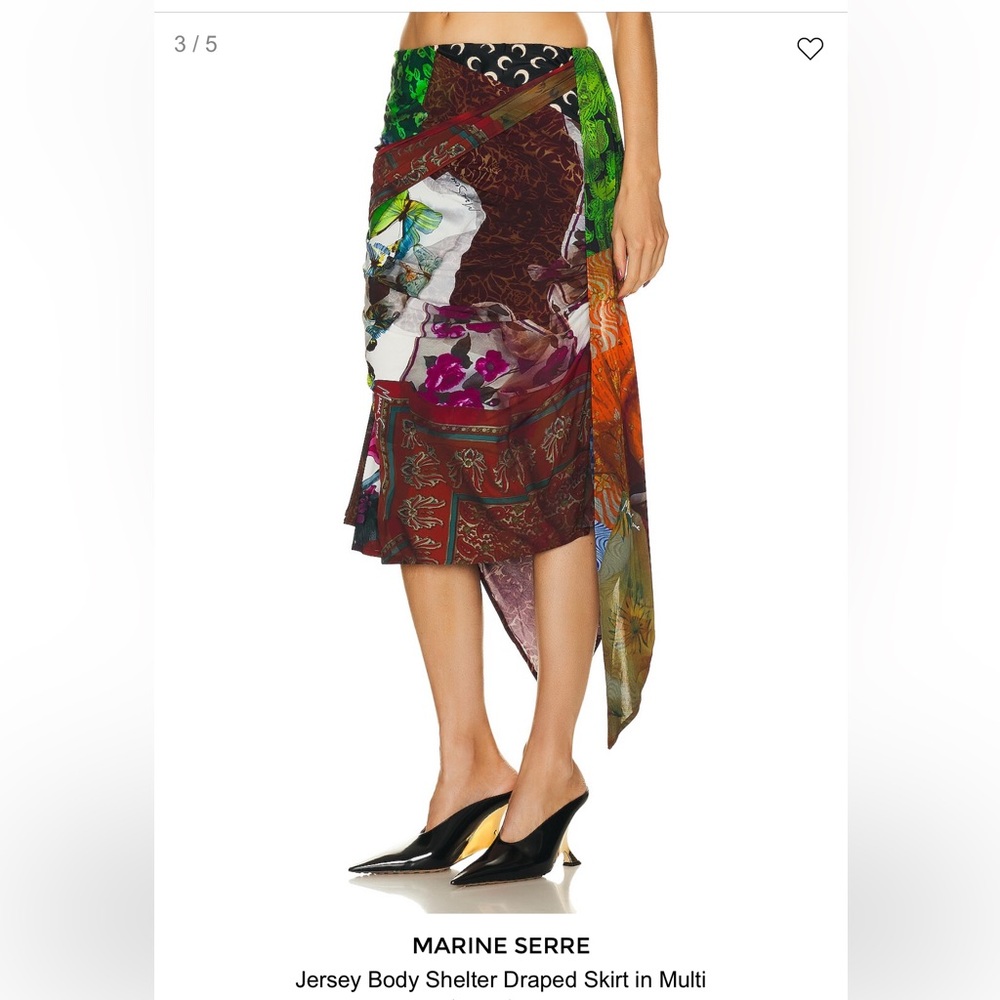 Marine Serre Green Red Maxi Asymmetrical Skirt